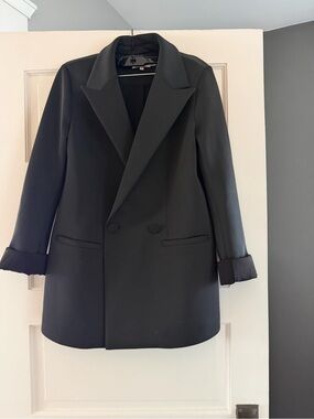 Good American Black Double-Breasted blazer Scuba Knit